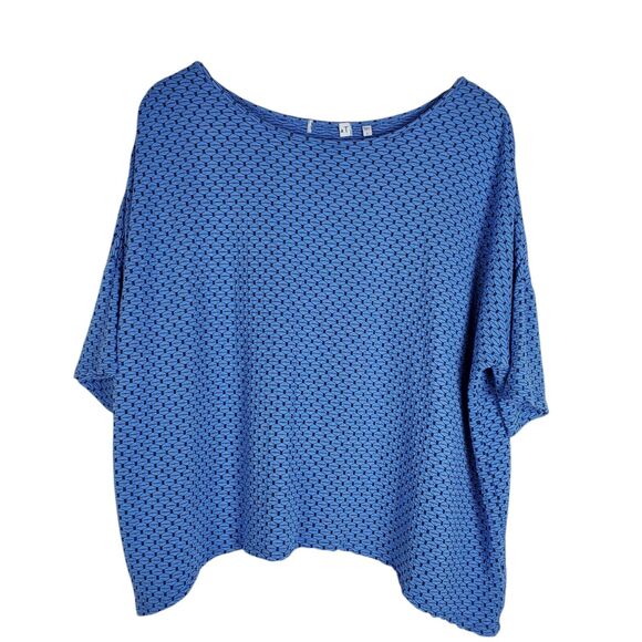 Habitat Top Drop Shoulder Textured Sz L Blue Black Round Neck Oversized Pullover - Picture 1 of 12